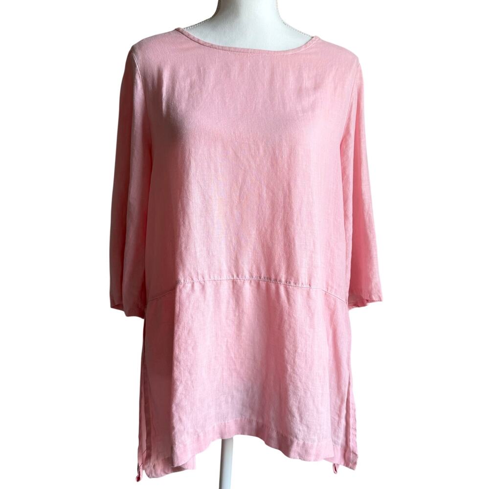 Bryn Walker 100% Linen Baby Pink Slouchy Boho Tunic Top Size Medium